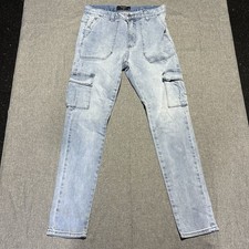 KSCY Pants Mens Size 30 Blue Denim Fitted Skinny Leg Slim Zipper Kiss Chasey