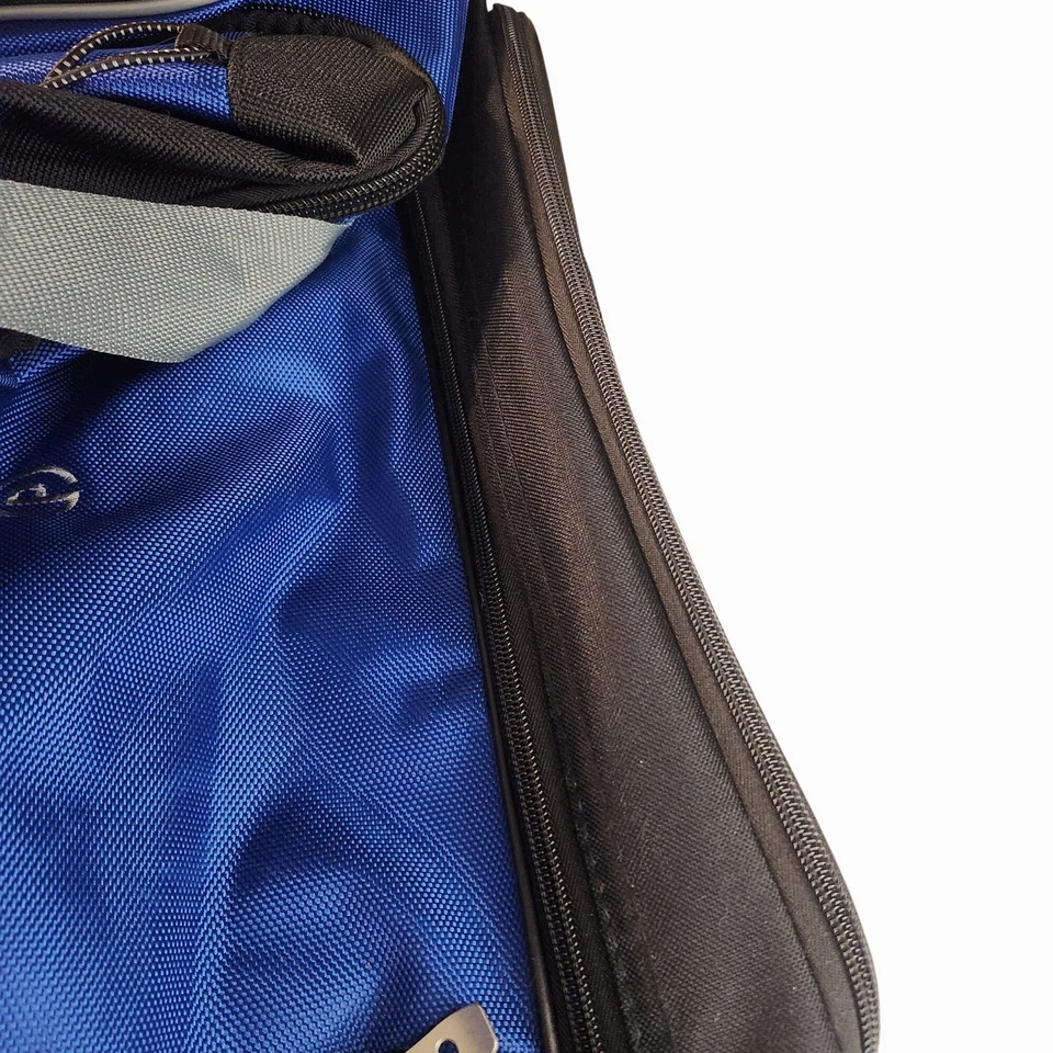 Large Wheeled Lightweight Blue Black Duffel Bag Zippers Adjustable Strap Protege - Image 2 of 4