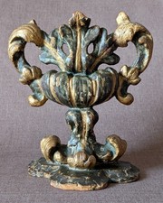 Gilded wooden vase, woodwork baroque sculpture 17th century, Louis XIII, baroque art