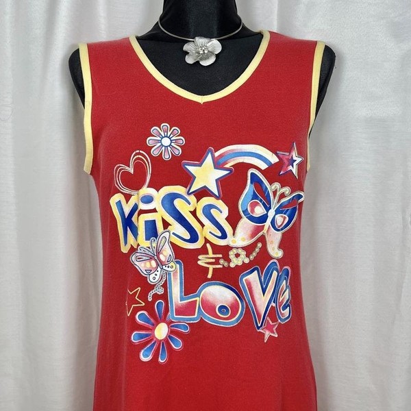 Women Vintage Nightgown Red Cotton S