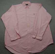 Vintage Polo Ralph Lauren Pinpoint Oxford Shirt Mens 16.5 34/35 Pink LS OCBD