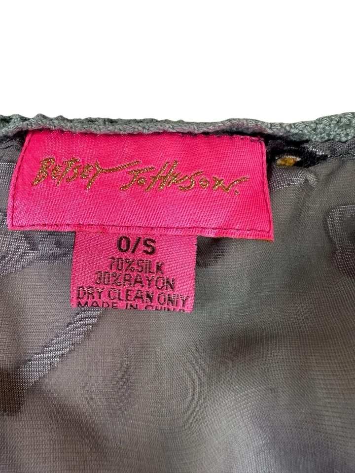 Betsey Johnson Seda Terciopelo Transparente Burnout Kimono Encubrimiento Floral Encaje Borde OS Foto 4 de 4