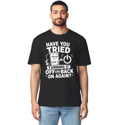 Lustiges IT-Support T-Shirt Geek Tech Computer Humor Grafik Tee blau Männer Freizeit