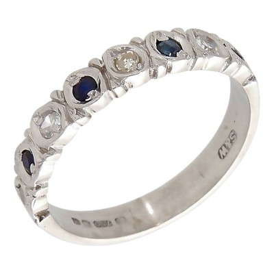 Gebrauchter Vintage 1975 18kt Gold Saphir & Diamant Bandring Größe: K1/2 18kt g...