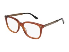 New Gucci GG0218O 003 Brown Eyeglasses with Antique Brass Temples 51/17/140