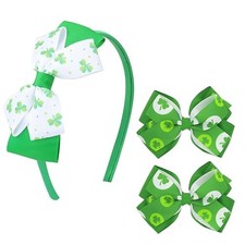 PODUOJIEYI St. Patrick's Day Bow Headband for Women Irish Green Festival-13