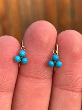 14ct gold turquoise cluster earrings antique