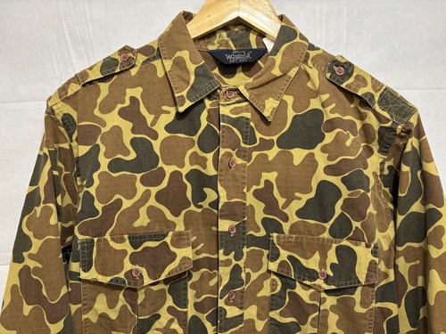 Vintage Woolrich Shirt Hunting Camouflage Men’s Medium Cotton Camping Buck Duck - Picture 2 of 10