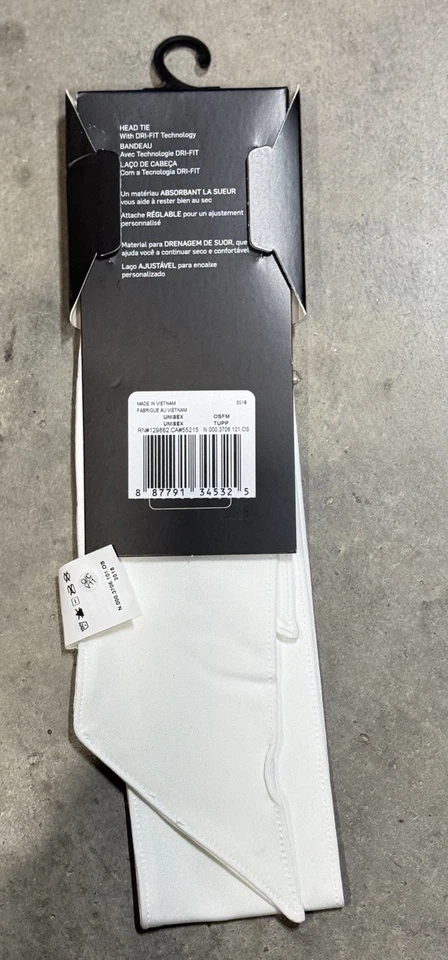 Nuevo con etiquetas Nike Dri-Fit Head Corbata Adulto Unisex Blanco/Negro Foto 2 de 2