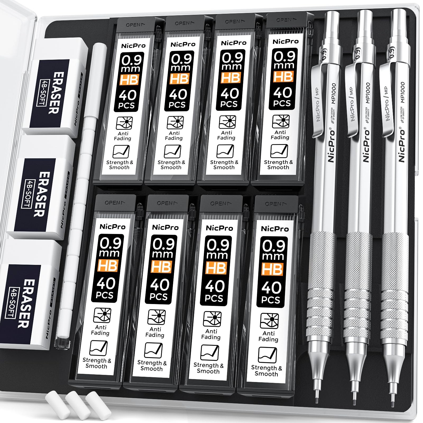 Set With Case, 3pcs Mm, Silver
