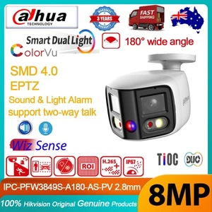 Dahua 4K 8MP Lumière double panoramique 2-Way Audio TiOC WizSense PoE IP Alarme de la caméra