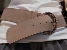 WOMEN WESTERN PREPPY KHAKI SUEDE LEATHER BELT Size M belt length is 40 in new