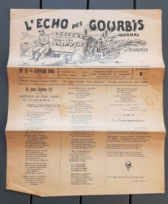 WW1 Seltenes Grabenjournal L'Echo des Gourbis Nr. 12 Januar 1916 ORIGINAL