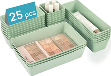 25 PCS Plastic Drawer Organizers Set, 4-Size Versatile Bathroom and Vanity Drawe
