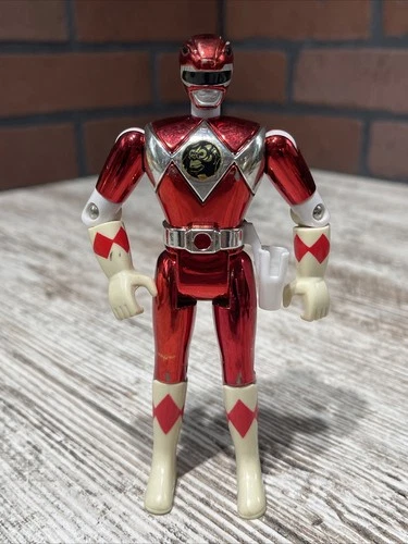 VINTAGE Mighty Morphin Power Rangers Red Ranger 5.5” Action Figure 1995 METALLIC