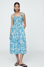 GAP Poplin Smocked Midi Dress Women's Size XL Resort Summer Vacation Comfort