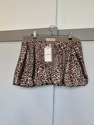 NWT Ex-Boyfriend Leopard Print Bubble Mini Skirt Women s Size L Y2K Trend 