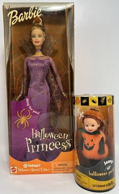 NIB Barbie Spider Princess Target Halloween Special Edition & Kelly As A Pumpkin