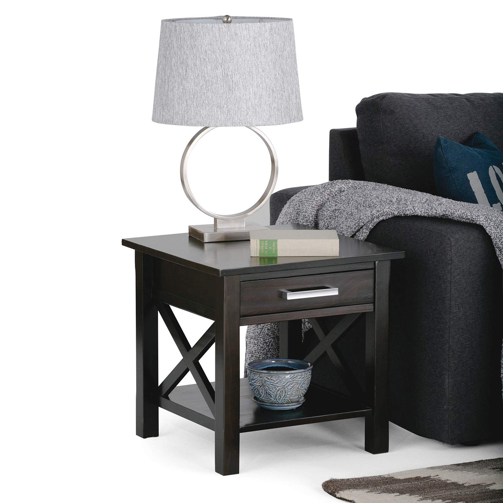 Kitchener SOLID WOOD 21 inch Wide Square Contemporary End Side Table in Hicko...