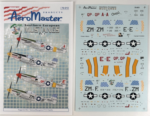 Southern European Mustangs Pt I Decals AeroMaster 72-213 Unused Sheet Unsealed