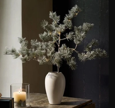 The White Company Pre-Lit Frosted Faux Pine Branch Christmas Festive Decoration