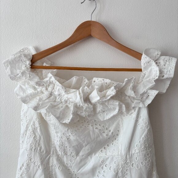 Zara White Eyelet Off The Shoulder Mini Dress Size XL | eBay