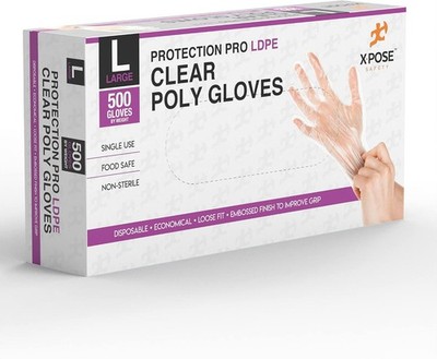 Disposable Food Prep Poly Gloves - Transparent Embossed Latex Kitchen, Plastic