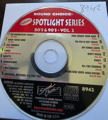 SC8942   HITS 80'S 90'S SUPER   RARE   SOUND CHOICE  KARAOKE  LOT 6A