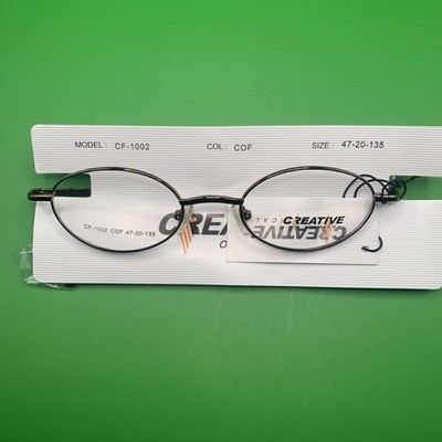 Creative Optical CF-1002 Gunmetal Oval Metal Eyeglass Frames 47-20-135 New