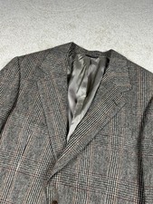 Vintage PBM 100 Camel Hair Blazer Sport Coat Suit Jacket Men Brown Plaid 44