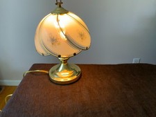 Vintage 6 Panel Floral Glass Brass Lamp 14 3 Way Touch bedside lamp 1998