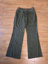 Love Tree Women's Green Linene Blend Drawstring Pants Size Large