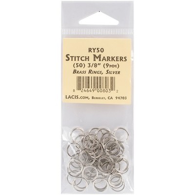 Lacis Brass Ring Stitch Markers-3/8'' 50/Pkg