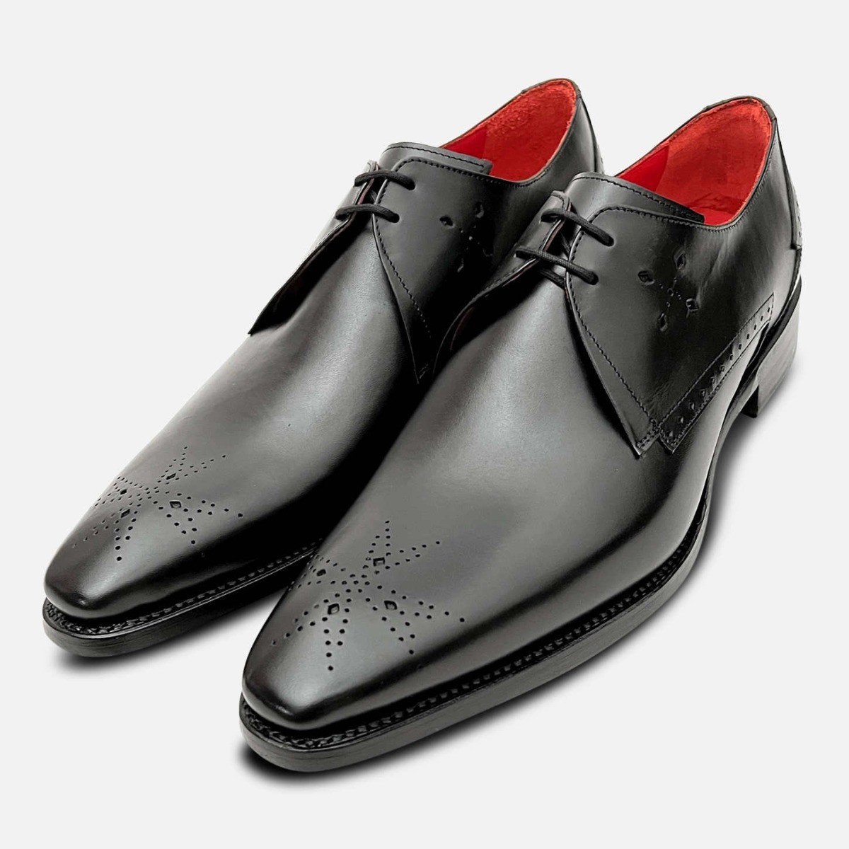 Jeffery West Premium Formal Black Brogue Shoes