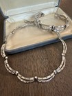 Trifari Signed Rhinestone Baguette Swags Necklace and Bracelet EUC — photo 2