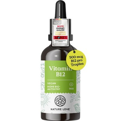 NATURE LOVE  Vitamin B12 Tropfen Vegan (900 Tropfen, 50ml flüssig)