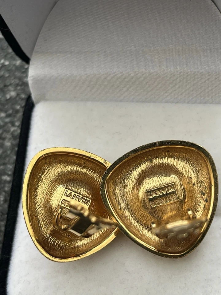 Vintage LANVIN 18K Gold Plated Clip Ohrringe Luxury Designer Jewelry Mabe Perlen - Bild 2 von 3