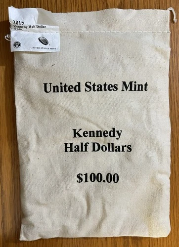 2015 Kennedy $100 (200 Coins) Uncirculated Half Dollars in Sealed US Mint Bag