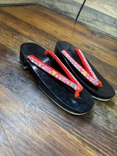 Vintage Japanese Wooden Geta Geisha Kimono Small Sandals Shoes Decor