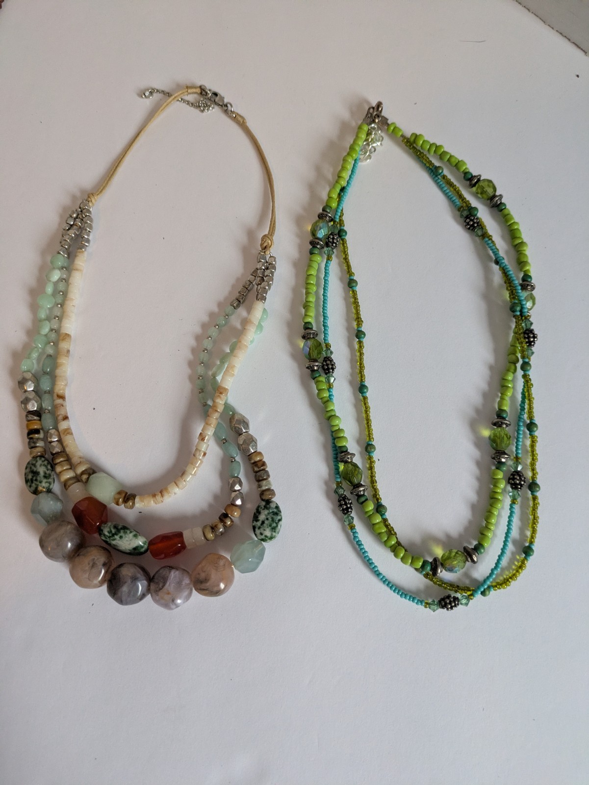 Two Multi strand Statement Necklaces Small green/… - image 1