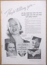 1936 LISTERINE TOOTHPASTE Magazine AD~SALLY BYNUM~Anita Counihan~ANNETTE DOWNES
