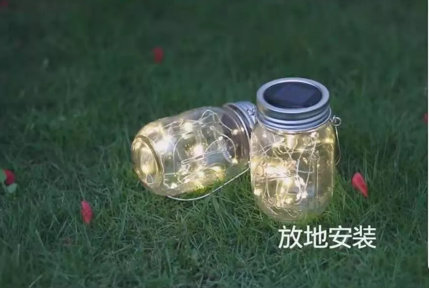 6Pcs Handle Mason Jar Solar Lights Fairy Lights Courtyard Home