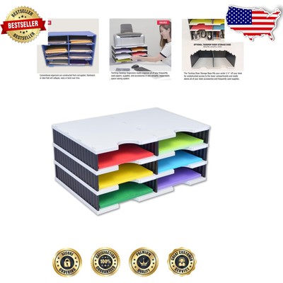 Durable Polystyrene Forms Sorter with Clear Label Holders - 6 Compartment Unit