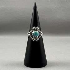 925 Sterling Silver Turquoise Ring Size 7 Boho Blue