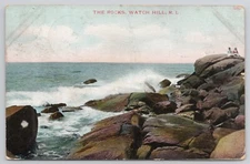 Postcard Watch Hill Rhode Island The Rocks c1910 
