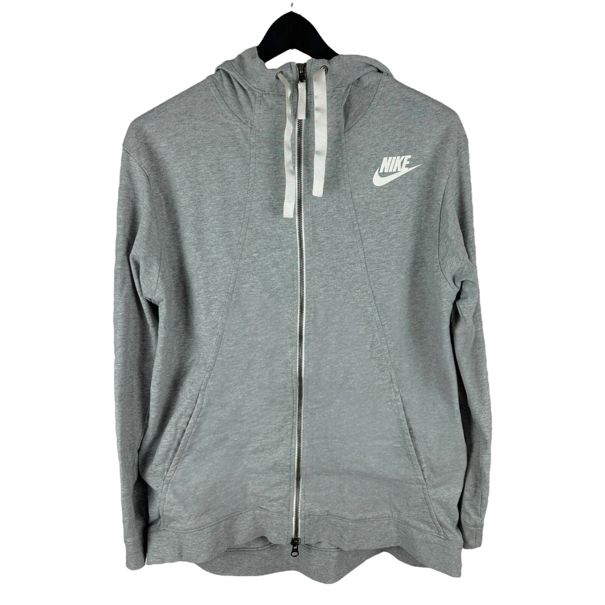 Women’s Y2K Nike Micro Swoosh Grey Athletic Full Zip Hoodie Size M