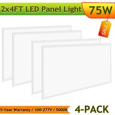 4 Pack 2x4 FT LED Flat Panel Troffer Light, 5000K, 75W, Drop Ceiling Lights