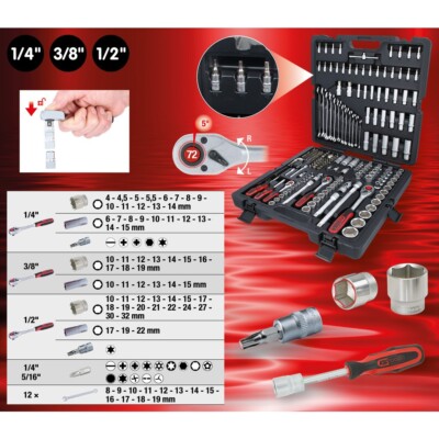 KS TOOLS 1/4''+3/8''+1/2'' Steckschlüssel-Satz, 216-tlg