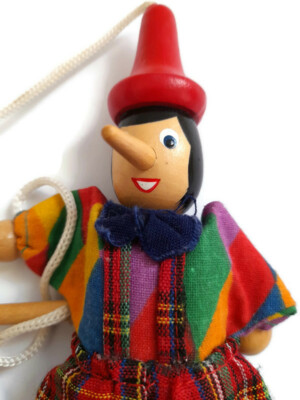 Vintage Wooden Pinocchio String Puppet Marionette Doll Toy Hand Carved ...