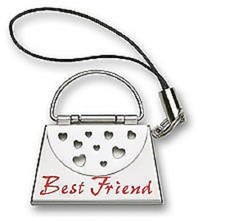 Heart Cell Phone Charm Strap Best Friend Stainless Steel Letter Handbag Enamel